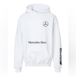 New Mens Soft Pullover Fleece Hoodie White AMG